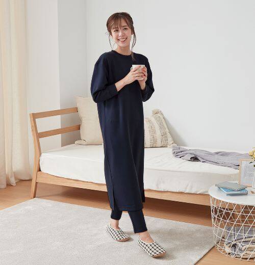 ロング丈長袖ワンピース/スキニーパンツ