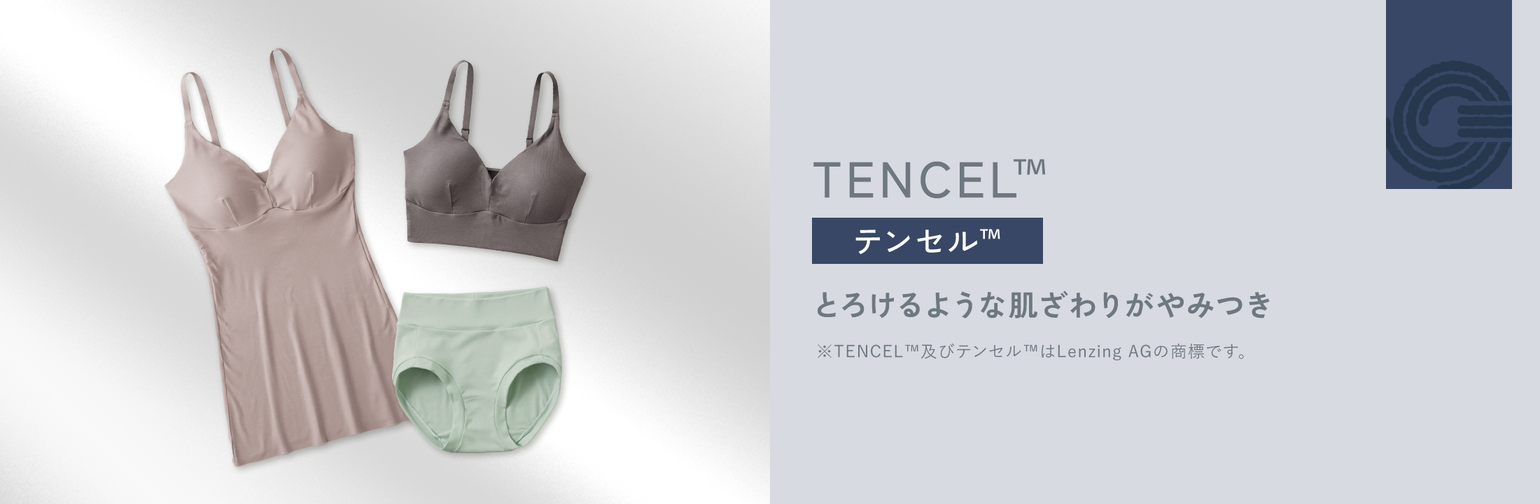 TENCEL テンセル とろけるような肌触りがやみつき ※TENCEL™及びテンセル™はLenzing AGの商標です。