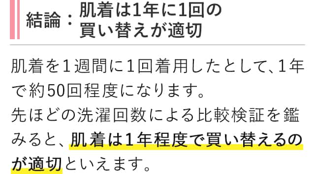 結論:肌着は1年に1回の買い替えが適切