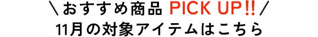 おすすめ商品PICK UP!!11月の対象アイテムはこちら