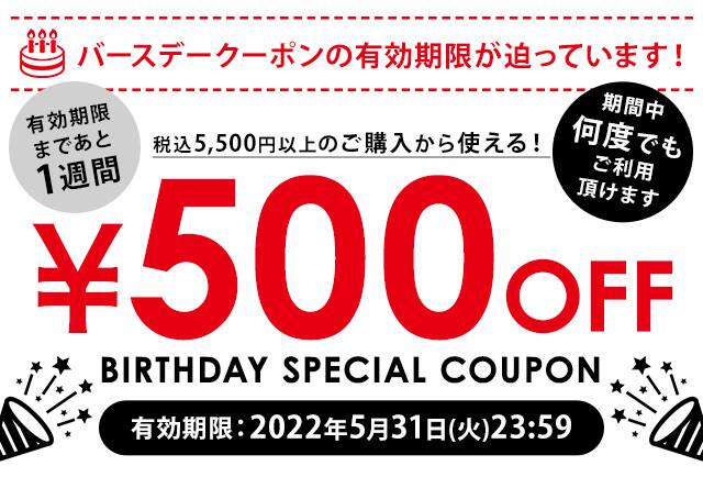 税込5,500円以上ご購入で使える500円OFFクーポン