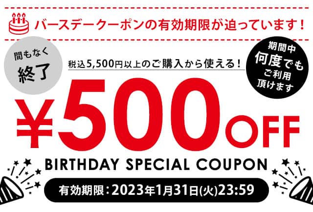 税込5,500円以上ご購入で使える500円OFFクーポン