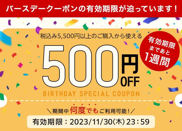 税込5,500円以上ご購入で使える500円OFFクーポン