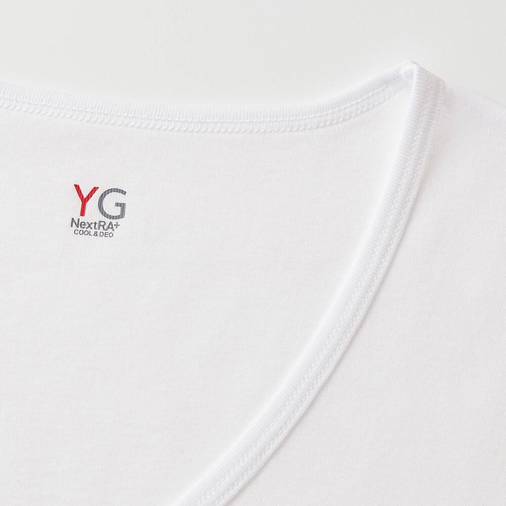 YG NextRA+COOL&DEO「VネックTシャツ」白襟